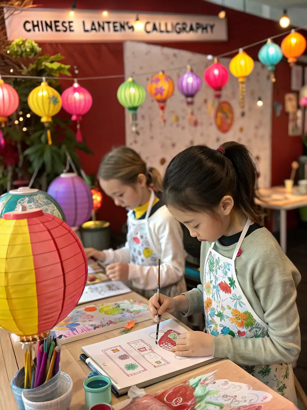 A vibrant photo of a K-Culture workshop in Montpellier, France, showcasing participants creating traditional Korean crafts.
